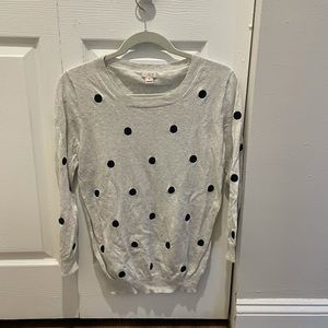 J crew 3/4 sleeve polka dot sweater
